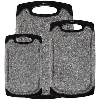 

New Reversible Cutting Board Set of 3, Plastic Chopping Board for Kitchen, Non-Slip Design with Easy Grip Handle, BPA Free