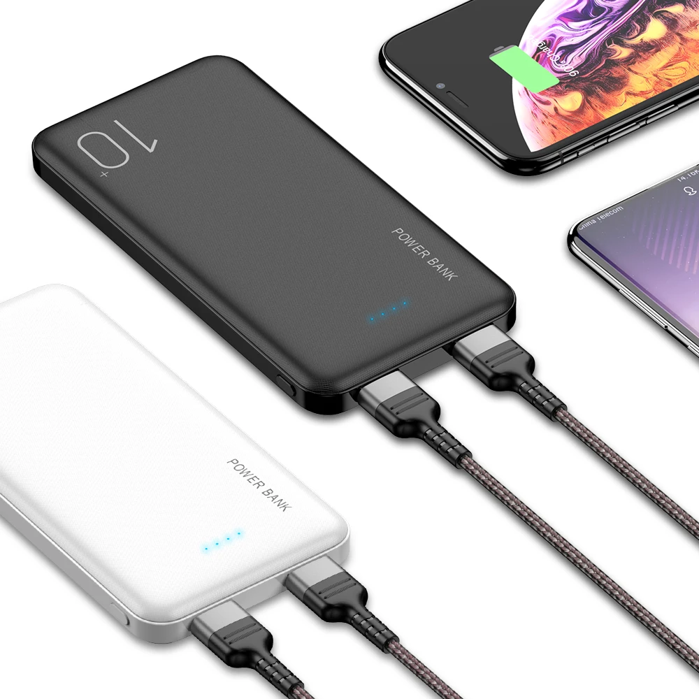  RAXFLY 10000mAh Protable Dual USB Fast Charging Power Bank For iPhone 11 7 Travel Chargers For Sams