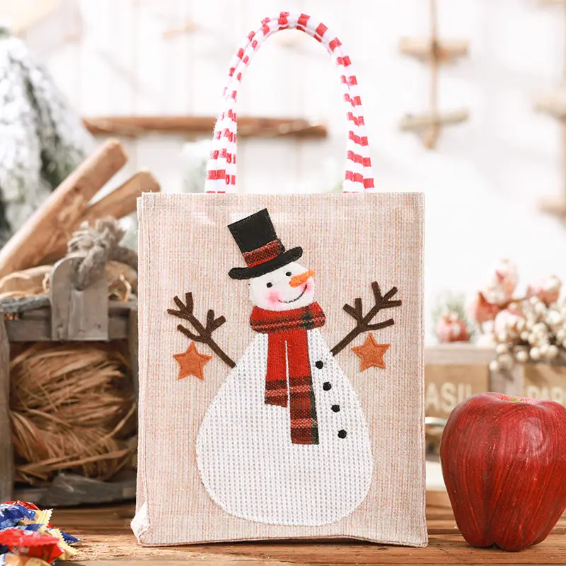 Navidad Санта-Клаус снеговик лося сумки детские конфеты подарки рождественские сумки рождественские украшения Новогодний Декор Держатели - Цвет: Snowman