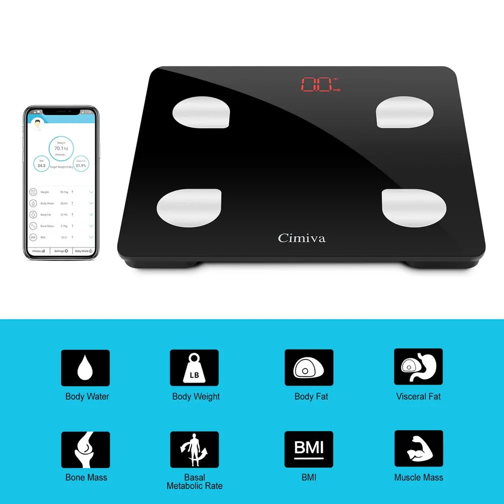 

Italian version LESHP Body Fat Scale Smart BMI Scale Digital Bathroom Wireless Weight Scale Body Composition Analyzer