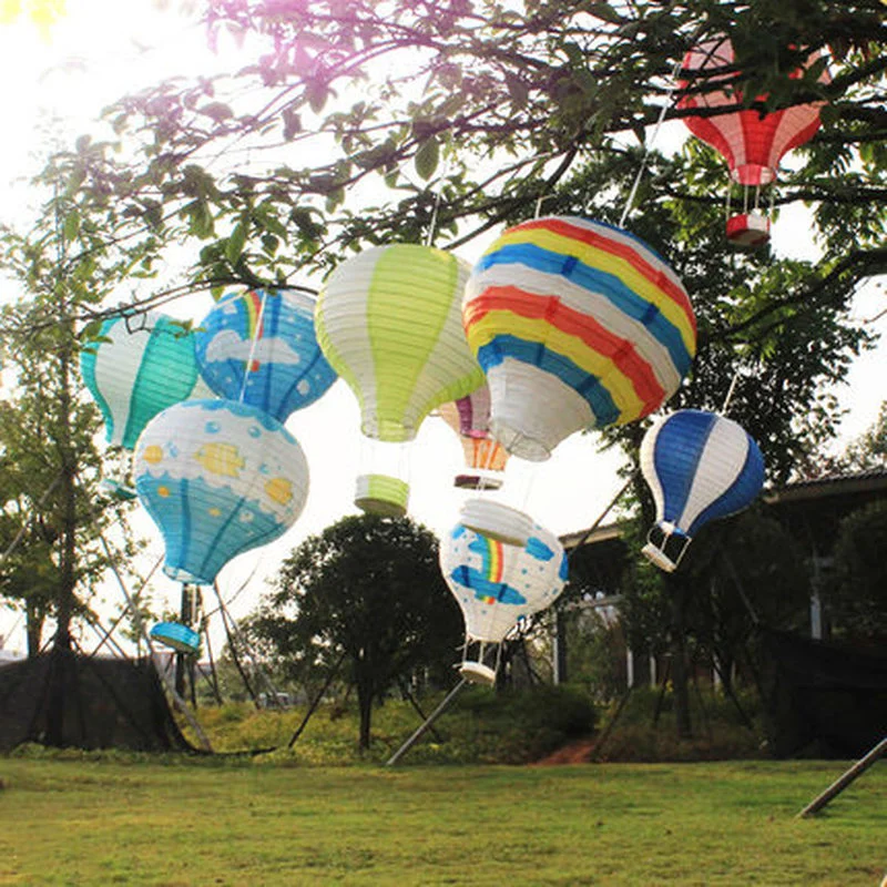 Retisee 9-Pack Hanging Hot Air Balloon Paper Lanterns - 12 Inch Reusable Party Decor For Birthday, Christmas & Weddings