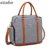 Women Travel Bag Ladies Waterproof Canvas Striped Weekend Bag Overnight Carry on Tote Duffel in Trolley Handle ► Photo 1/6