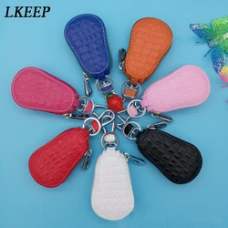 Fashion Hot Unisex Genuine Leather Key Wallet Men And Women Zipper Keys Pouch Gourd Car Key Ring Storage Case 5 Colors
