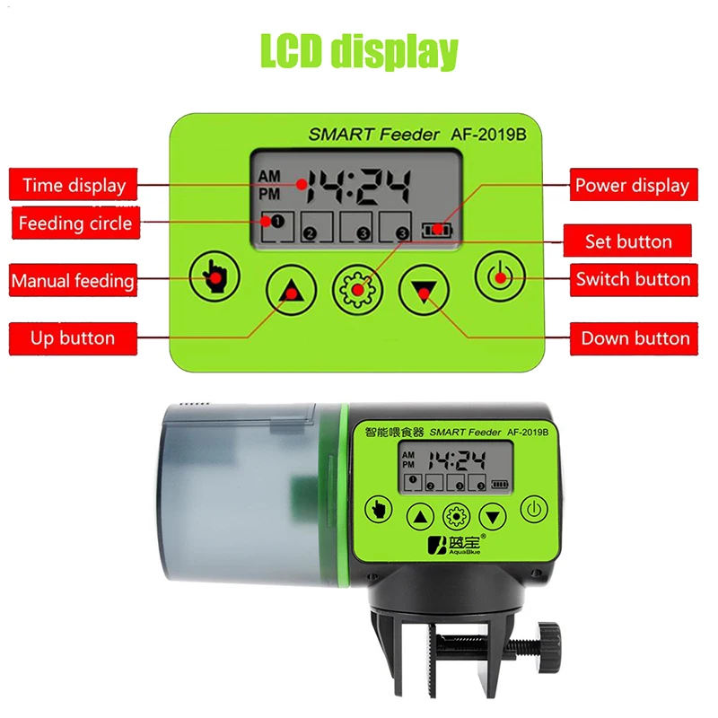 Automatic Fish Feeder Digital Aquarium Fish Tank Electric Timer Plastic Feeders Portable Food Dispe