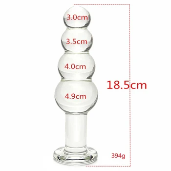 Black large artificial Pyrex Glass dick crystal dildo penis Anal Beads big ball butt plug masturbate adult sex toy for women men 6