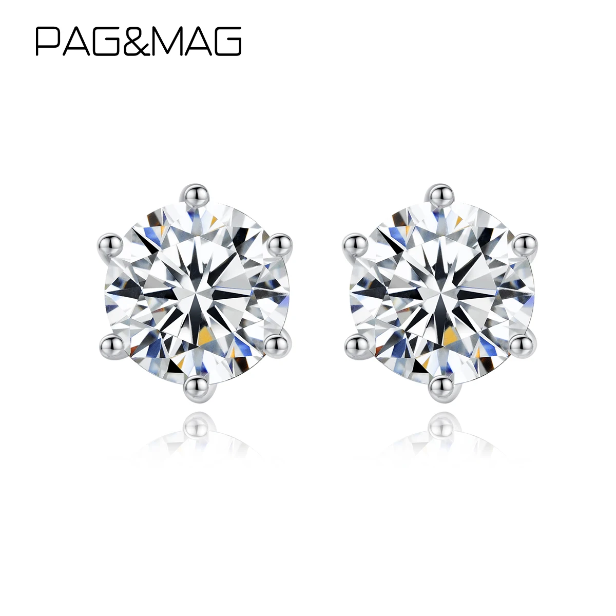 PAG & MAG VVS1 круглые сережки всего 1 0 карат бриллиантовые пробы 925 серебряные