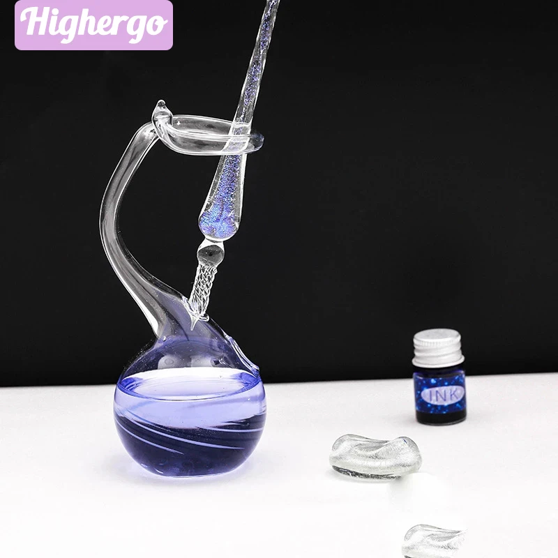 Highergo 유리 펜 세척 홀더, 핸드메이드 딥 펜 홀더, 학교