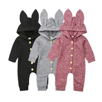 

Rompers Newborn Baby Girl Boy Long Sleeve Clothes Hooded Romper Jumpsuit Warm Outfits