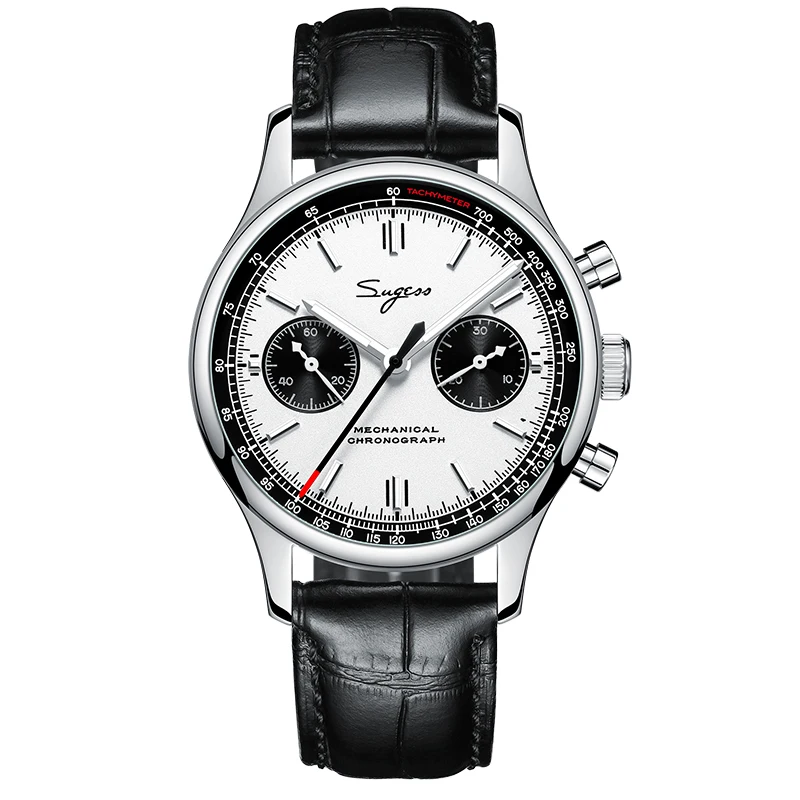 Sugess 1963 Chronograph Mechanical Seagull Movement st1901 Swan neck Watch Men Sapphire 40mm Metal bracelet Watches Mens 2020