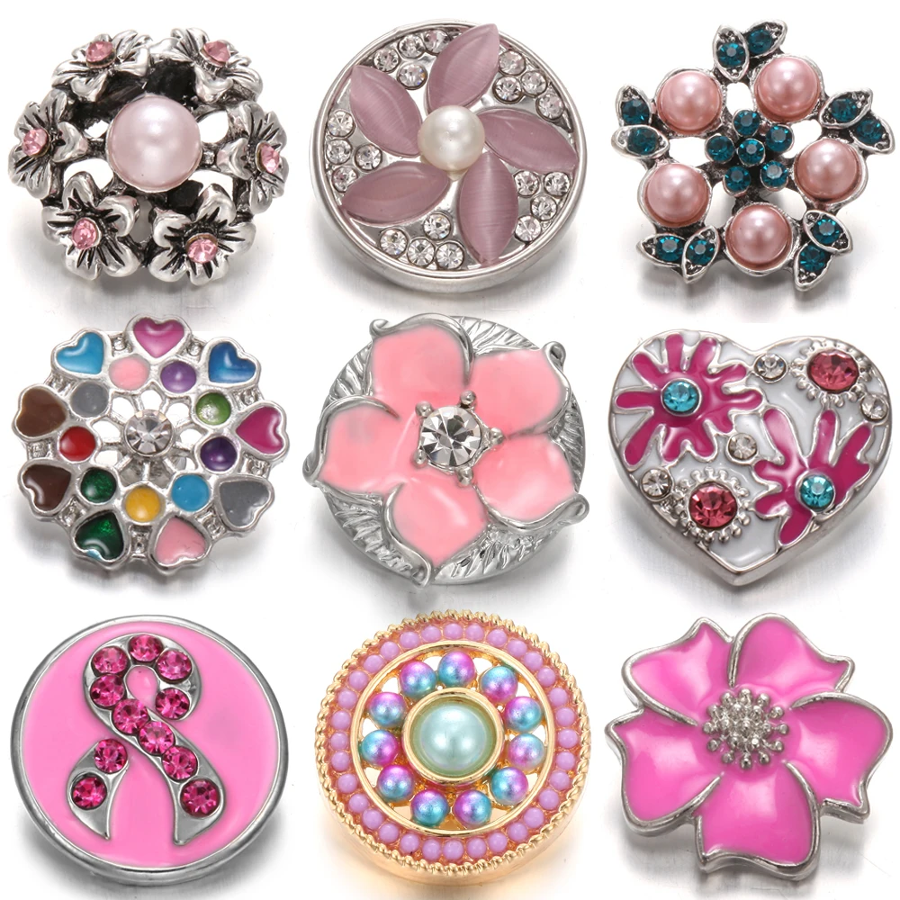 Rhinestone Jewelry Bracelets 6pcs/lot New Snap Button Jewelry 18mm