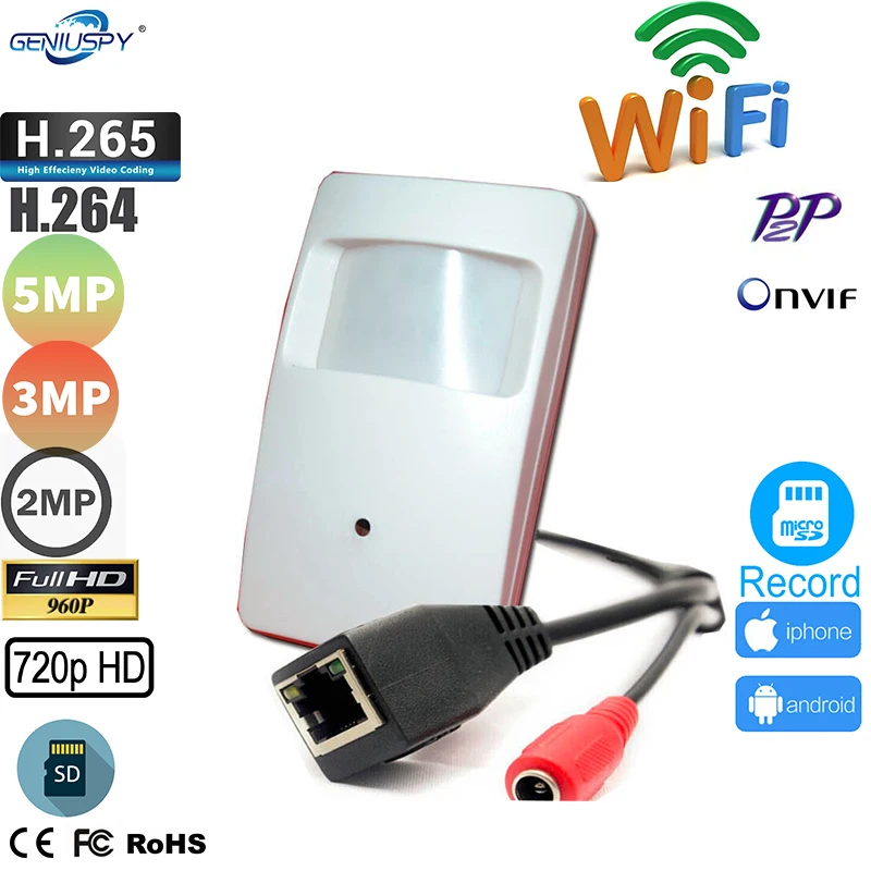 

Мини-IP-камера Wi-Fi, 720P, 960P, 1080P, 3 Мп, 5 МП, с детектором движения