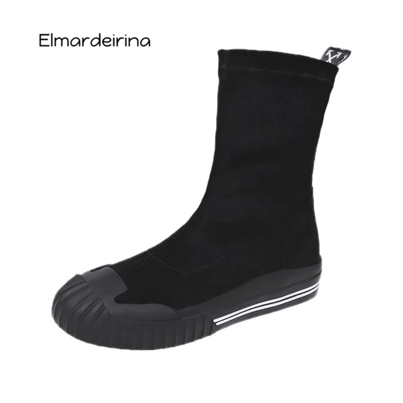 

Hot Spring and winter explosions suede canvas color matching wild high-top boots women shoes Size 35-40Botas Mujer