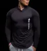 Brand Autumn winter Running Hooded T Shirt Men Gym Clothing Long Sleeve Slim Tee Shirt Bodybuilding and Fitness Sportwear TShirt 4
