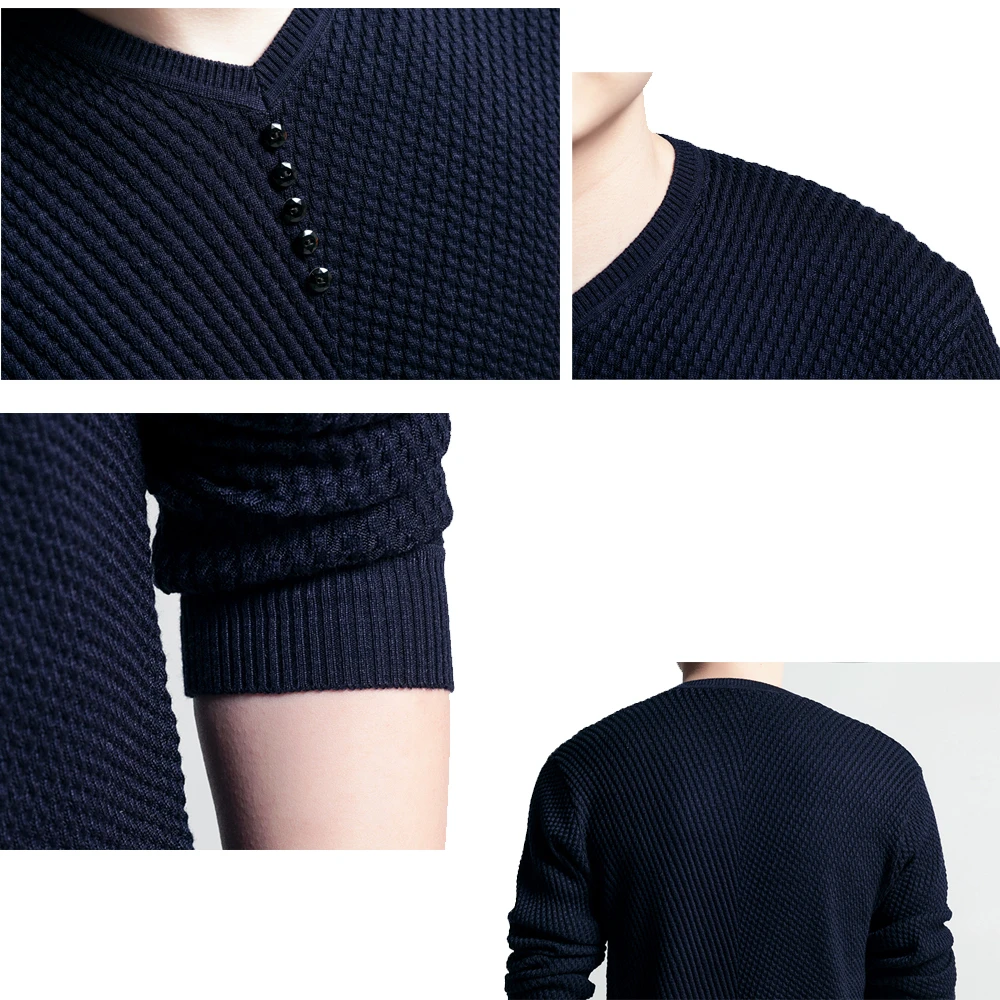 Hot Sale High Quality Sweater Men Casual V-neck Pullover Men Autumn Slim Fit Long Sleeve Shirt Mens Sweaters Knitted Cashmere