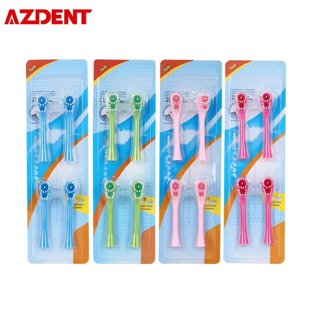 AZDENT 4 шт. Детские насадки для зубных щеток электрической зубной щетки с