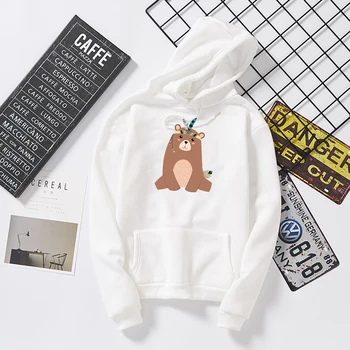 

Pullover Funny Brown Bear Graphic Print Kawaii Oversized Hoodie Sweatshirt Winter Warm Hoodies Women Harajuku Feminine Itself