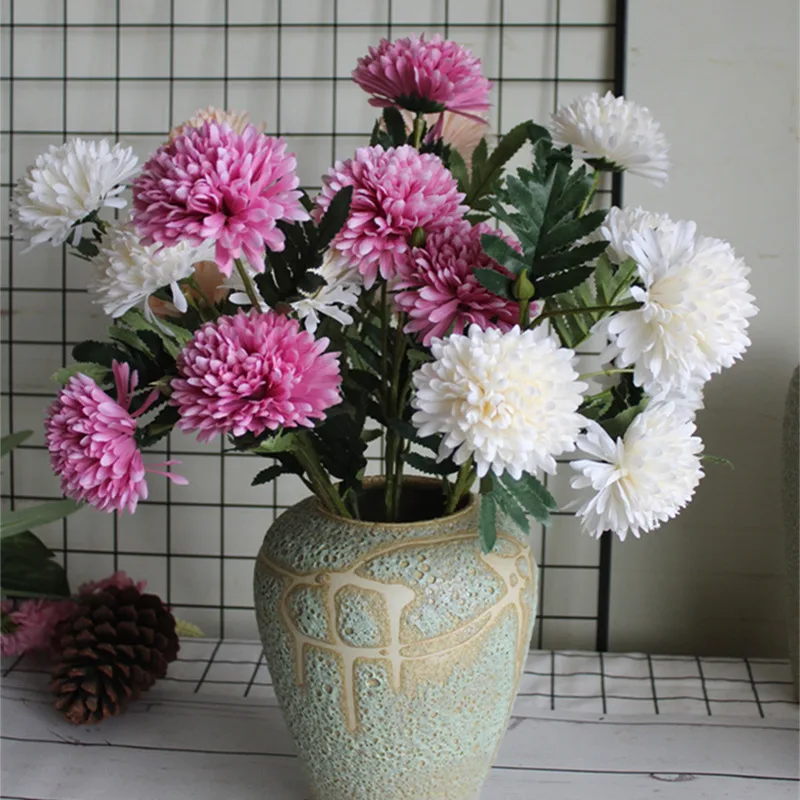 

Highly recommend Gerbera flower branch Silk Artificial flowers for wedding fall decorations white flores artificiales Xmas decor