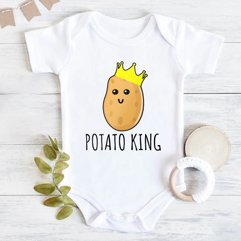 I Like Potatos Design Newborn Bodysuit Short Sleeve Jumpsuit Funny Potato Gift Baby Boy Clothes Simple Toddler Shirt Romper 5