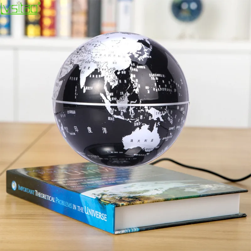 6 дюймов книга база Магнитная подвеска-Глобус высокой адсорбцией, сфера освещения 360 Вращающийся творческие подарки ночной Светильник Новинка