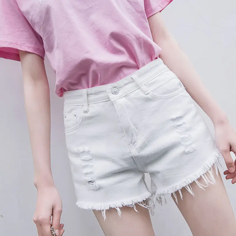 

Cotton High Waist White Black Blue Jeans Shorts Women 2021 Summer New Fashion Preppy Girls Ultra Hot Shorts Washed Denim Shorts
