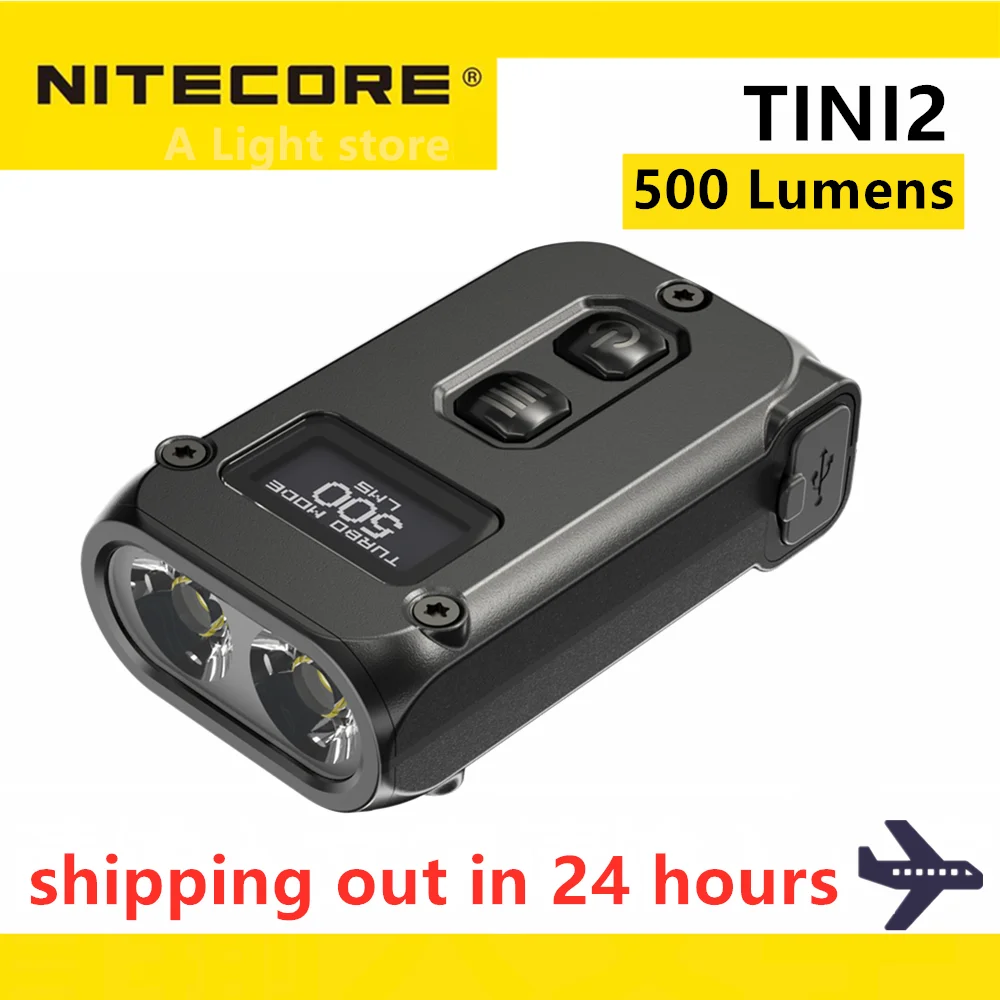 best flashlights for police Nitecore TINI2 Flashlight 500 Lumens OLED Smart Dual-Core Key Light APC Sleep Technology Long Standby Using USB Type-C Charging waterproof torch