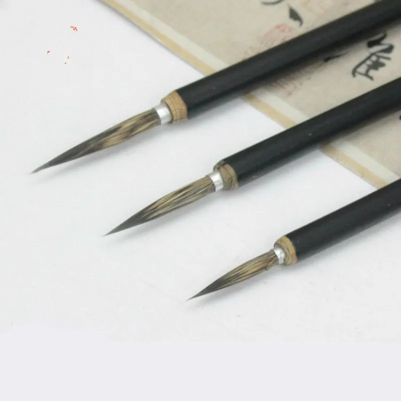 6pcs/lot Chinese Calligraphy Brush Copper Head Hook Line Fine Paint Brush Pen Weasel Mouse Whisker Stone Badger Hair Paint Brush 5