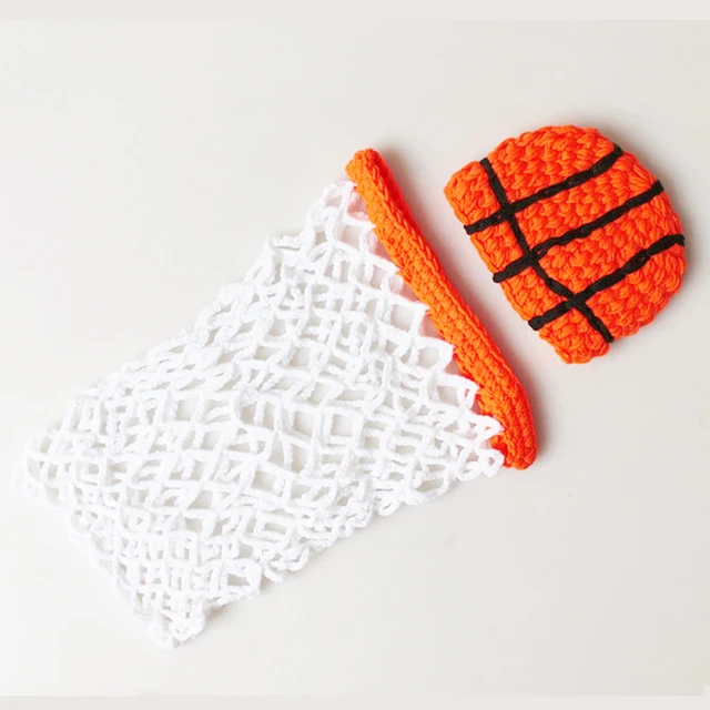 Recién Nacido atrezos para fotografía de bebés trajes gorra de basquetbol de tejer de diseñador de conjunto para niños niñas nuevo naranja bebé traje 6