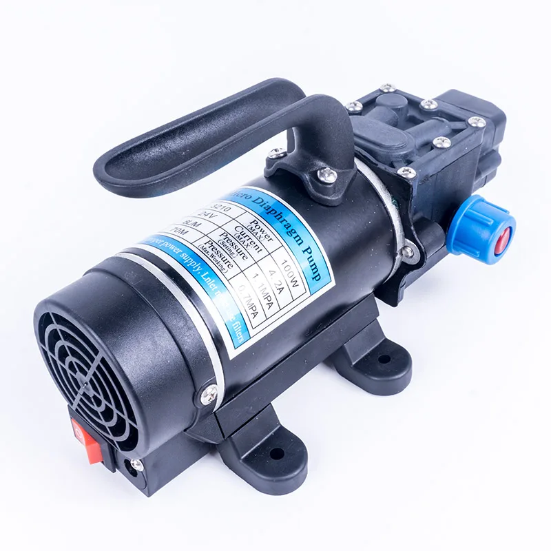 

Portable DC 24V 100W 130PSI 8L / Min Water High Pressure Diaphragm Pump Self-Priming Pump Automatic Switch For Garden Wagon