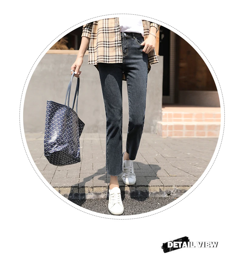 Ripped Jeans Women Ankle Length Capri Pants High Stretch Denim Blue Black Grey Trousers Femme Pantalon Big Sizes 32 Mom Jeans