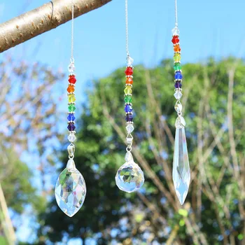 

H&D Set of 3,Chandelier Crystals Prisms Chakra Suncatcher with Chain Rainbow Window Hanging Ornament Home Garden Decor Gift