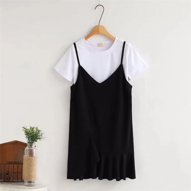 

Plus Size Women Two Pieces Dress Casual Short Mouw Right Dress Ladies Dress