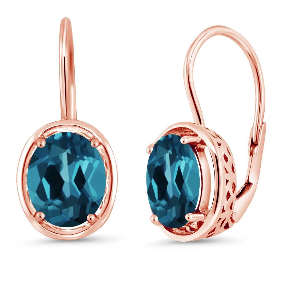 GemStoneKing 3 60 Ct овальные Лондонский голубой топаз 18K покрытые розовым золотом