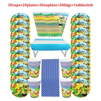 

81Pcs Animal Crossing Disposable Tableware Design Kids Birthday Party Paper Plate+Cup+Napkin+ Flag+Tablecloth Supplies