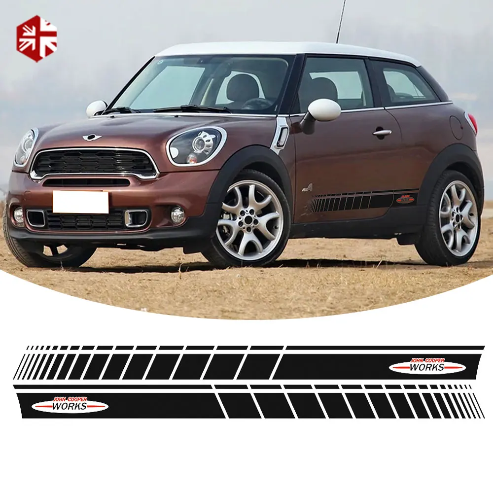 2 шт. наклейка на дверь автомобиля боковая полоска юбка стикер Джон Купер стиль