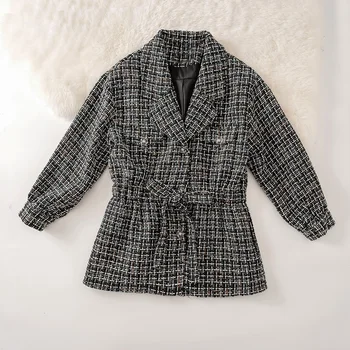 

Cthink Very Good Quality Plaid Jacket Belt Jackets Coats Fashion Lantern Sleeve Women's Jacket Fall Oversize Windbreaker Coat