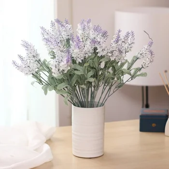 

INDIGO - 6pcs Lavender Romantic Purple Lavender Decorative Silk Flower Wedding Flower Home Christmas Party Event Interior Trim