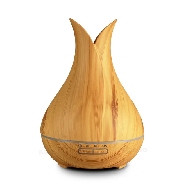 

KBAYBO 400ml Air Humidifier Essential Oil Diffuser wood grain Aromatherapy diffusers Aroma Mist Maker 24v led light for Home