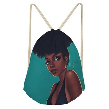 

Curls Cute Afro Girls Drawstring Bag Black Brown African Women Storage Gift Backpack Lady Trendy Art Cool Girl Travel Bags 2020