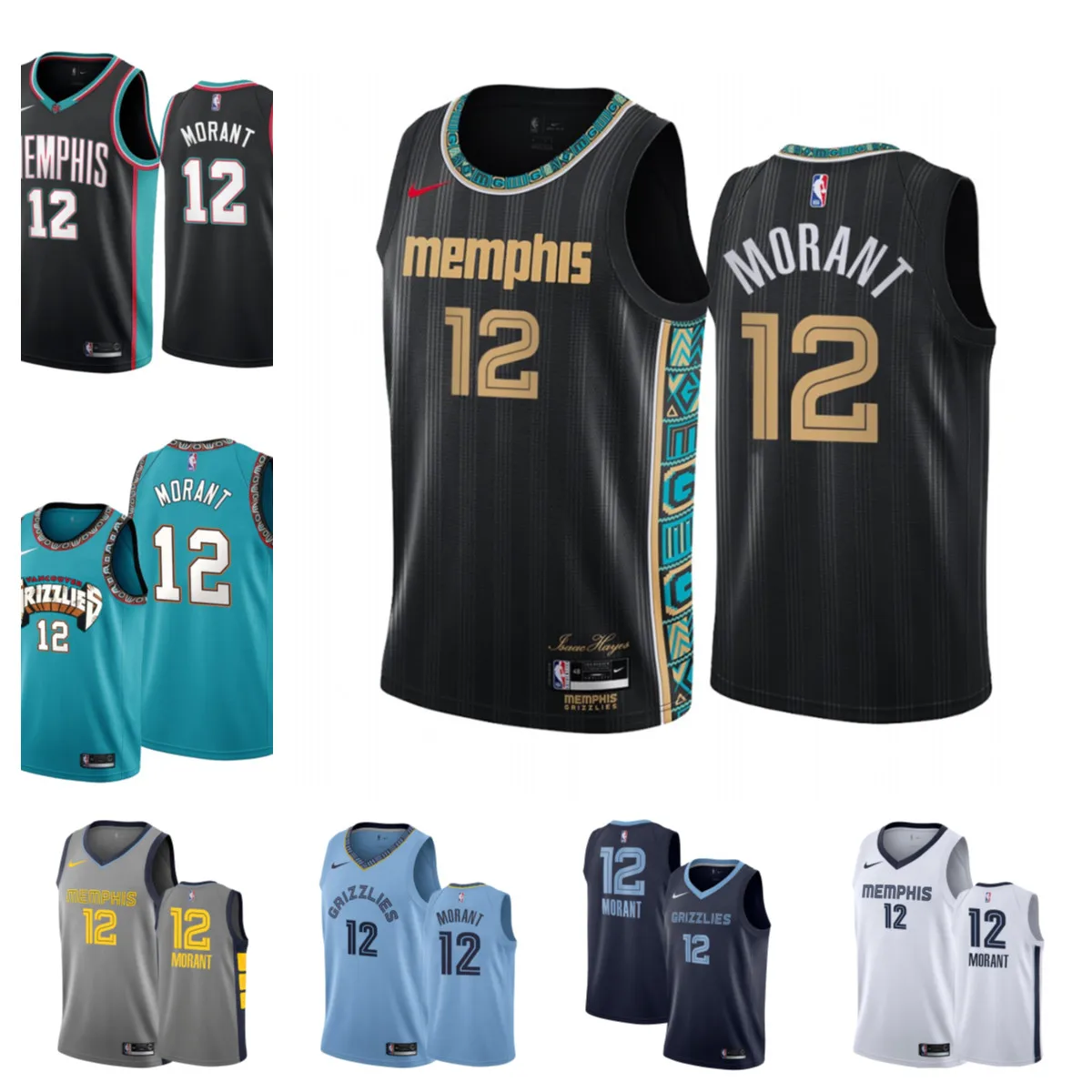 2021 Nba Basketball Jersey Men's Memphis Grizzlies Ja Morant 12 City