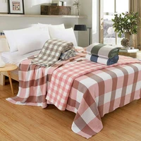 HOLAROOM Cotton Gauze Towel Muslin Blanket Throw Plaid Print Blankets Adults on The/Bed/Sofa/Plane/Travel Bedspread Coverings 4