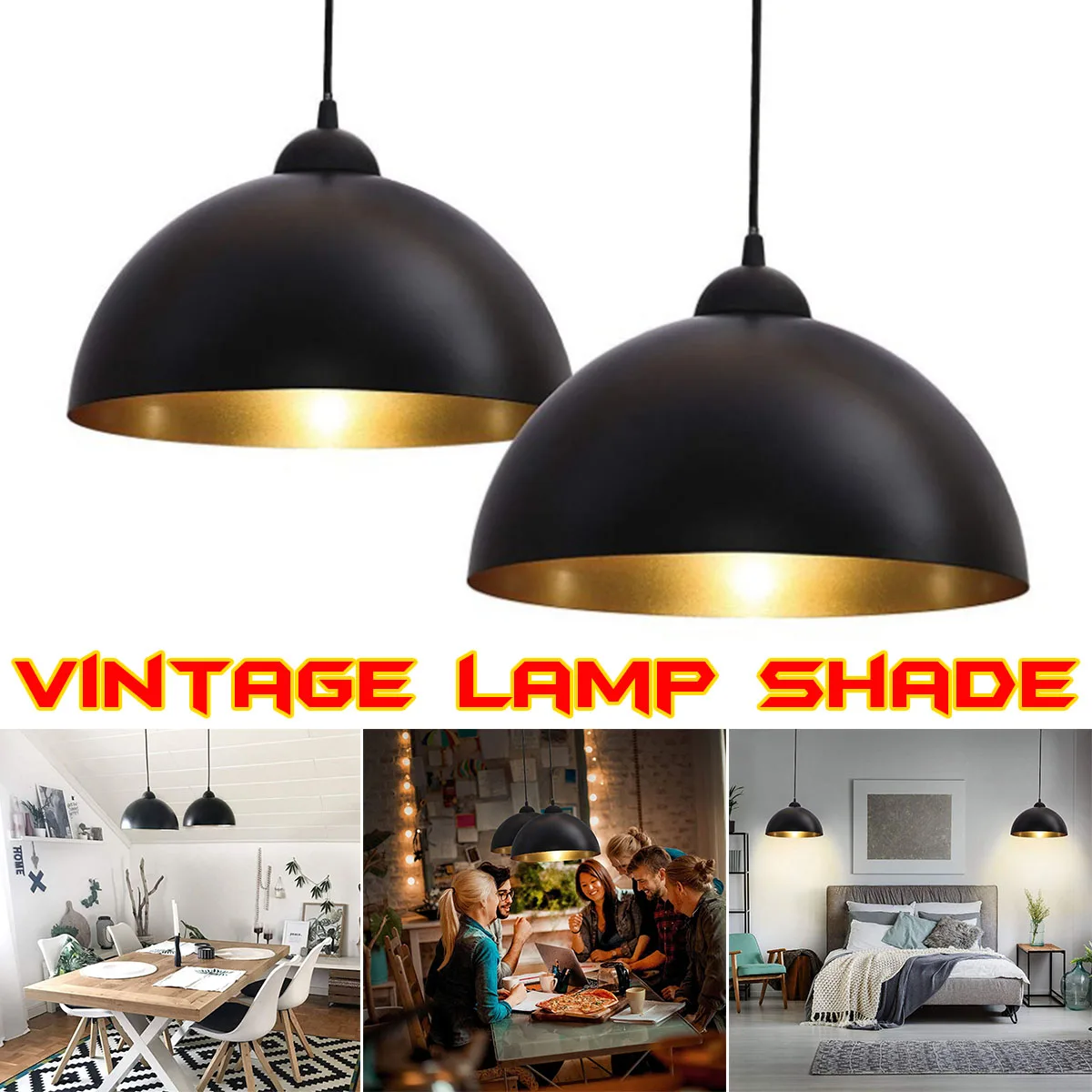 2x Retro Industrial Round Lamp Shade Cover Iron Lampshade for Corridor Cafe Bar 