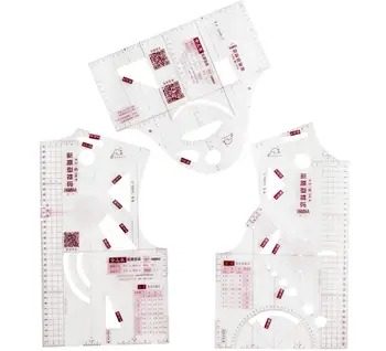 

3Pcs 1:3 Clothing Design Ruler School Student Teching Apparel Drawing Templete Garment Prototype Rulers