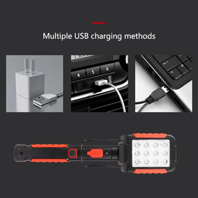 USB/батареи перезаряжаемый фонарик водонепроницаемый светодиодный портативный Рабочий фонарь 3 режима смарт-блики освещение для осмотра автомобиля