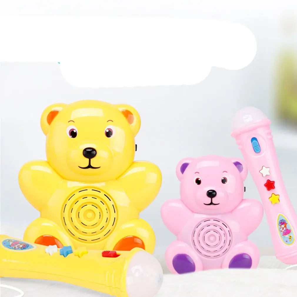 Acousto-optic медведь Музыкальный Микрофон детский подарок творческая игрушка родитель-ребенок Взаимодействие наружная внутренняя игра