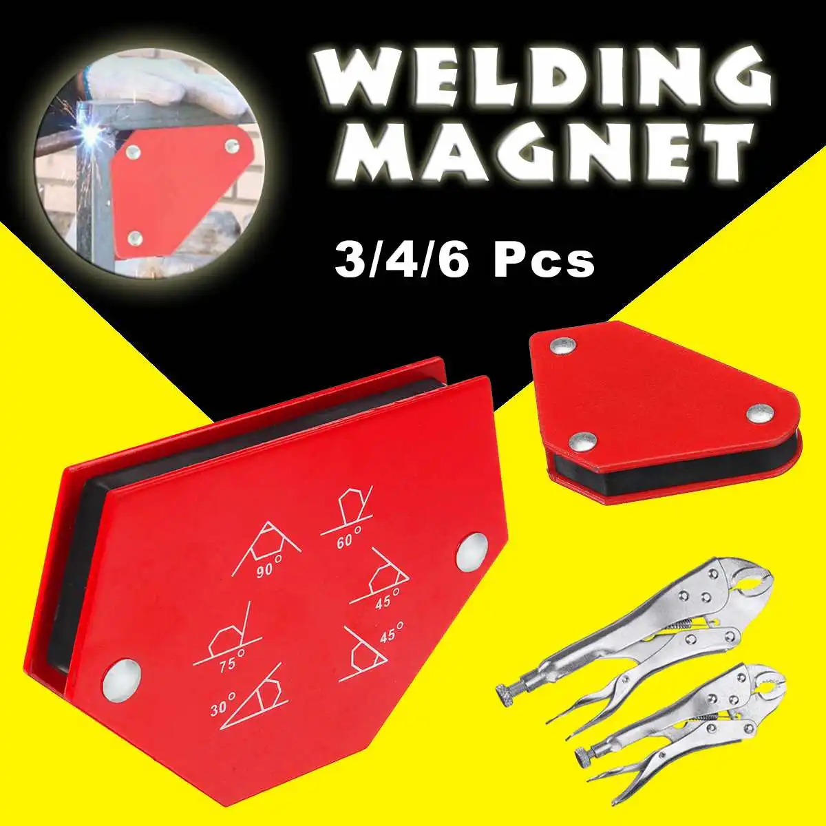 

3/4/6pcs Alloy Steel 25LB Multi-Angle Soldering Locator Magnetic Magnet Corner Arrow Welding Holder Tool Right Angle Fixing Tool