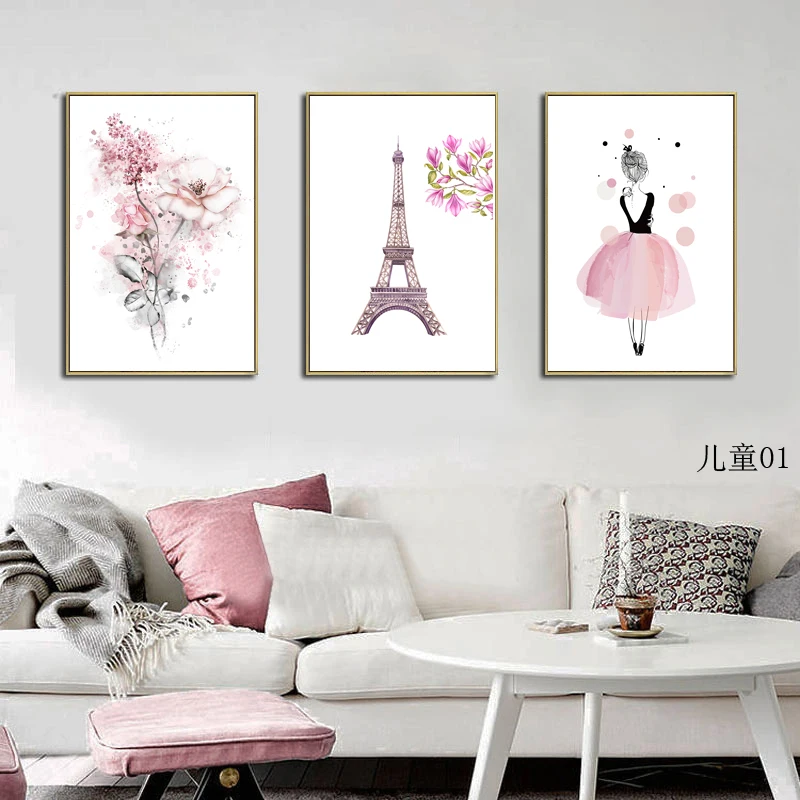 

Paris Tabadi Kindergarten Girls Nordic Children Cartoon Zebra Canvas Art Painting Living Room Decorative Painting