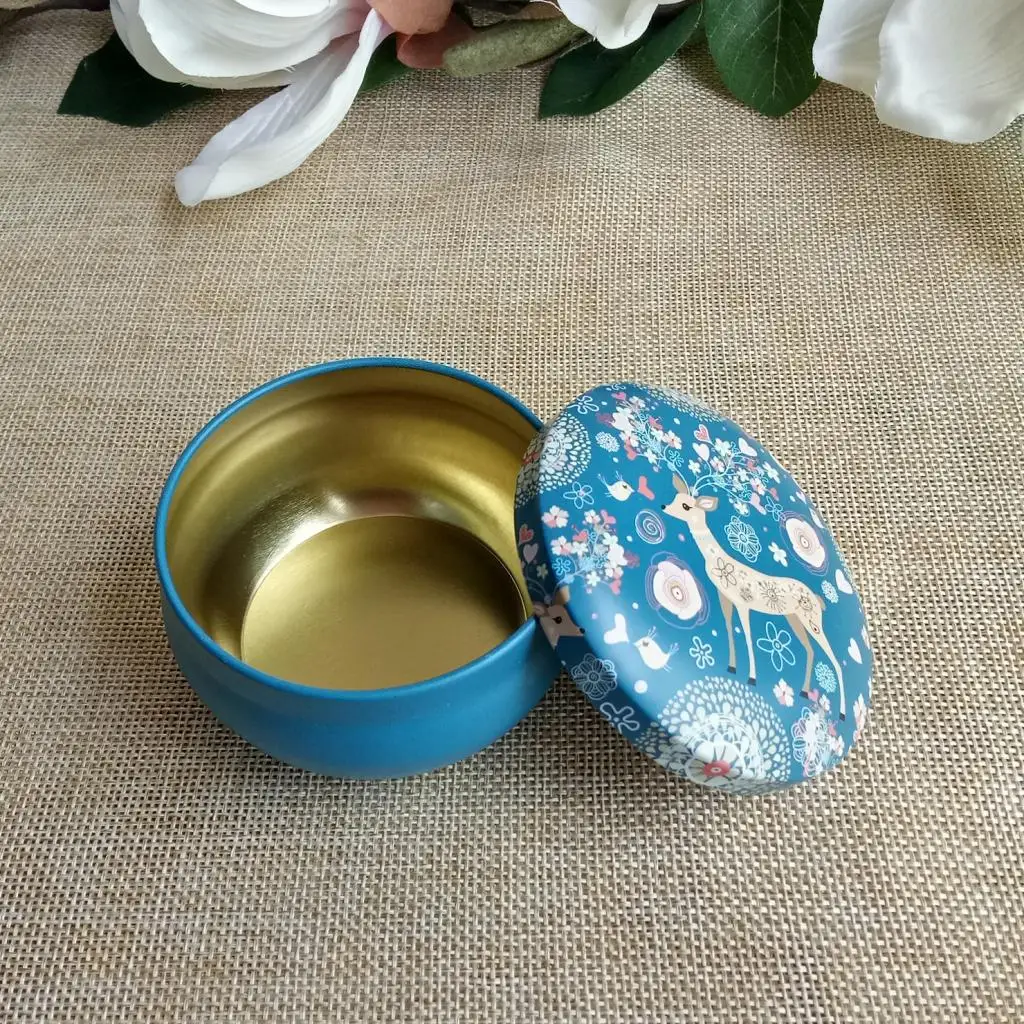 5 Elk Garden Large Round Metal Tins For Candles, Arts & Crafts, Storage, More - Elk and Garden Patterns
