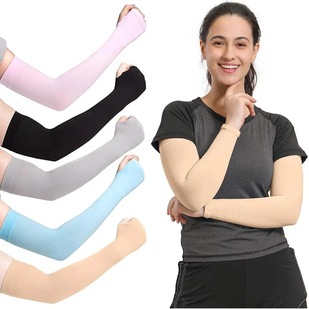 1 Pair Womens Long Fingerless Arm Sleeves Cover UV Sun Protection Outdoor Sports 