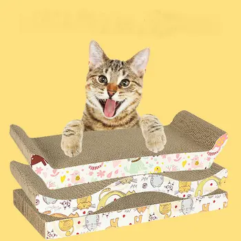 

Corrugated Paper Cat Scratcher For Kitten Catnip Cat Scratching Pad Board Mat Scratcher For Cats Pet Toy Game Accessories
