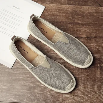 

Mazefeng Breathable Linen Casual Men's Shoes Old Beijing Cloth Shoes Canvas Summer Leisure Flat Fisherman Driving Shoes Wicking